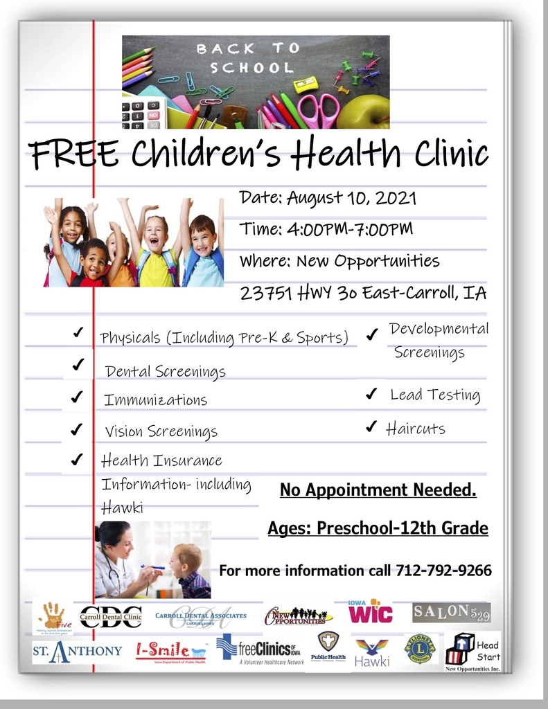 Please see the attached flyer with information regarding our New Opportunities  Annual Children’s Back-to-School Health Clinic that is being held on August 10th from 4-7pm.