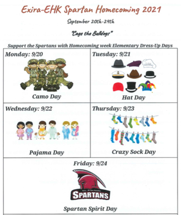 Support the Spartans with the Elementary Homecoming Dress-Up Days!